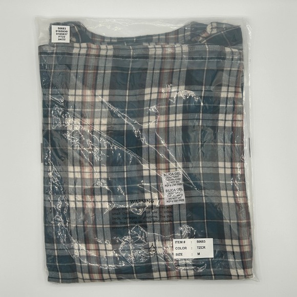 Garnet Hill Teal Gauze Organic-Cotton Plaid Popover Blouse Women Medium NWT - Picture 9 of 11